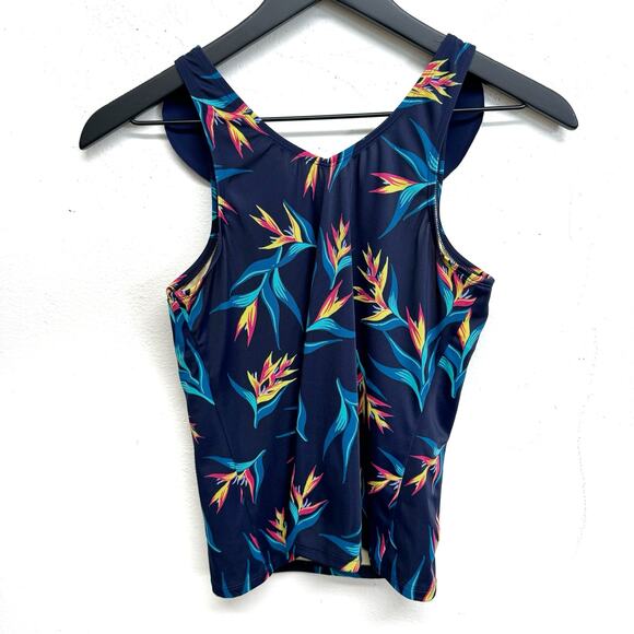 LANDS' END young girls tankini top size 14+ bathing suit top blue floral - Picture 5 of 7